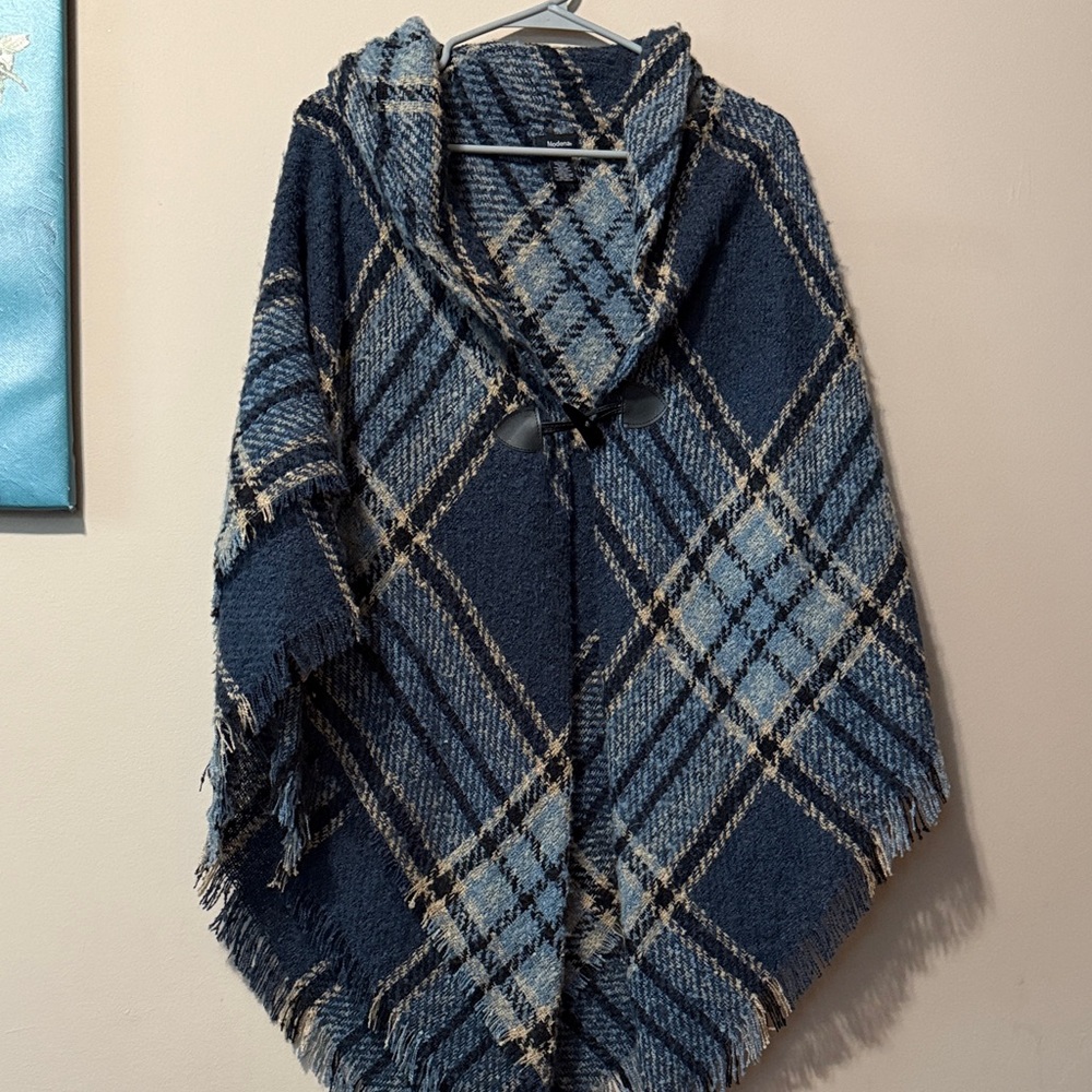 Modena Plaid Poncho One Size